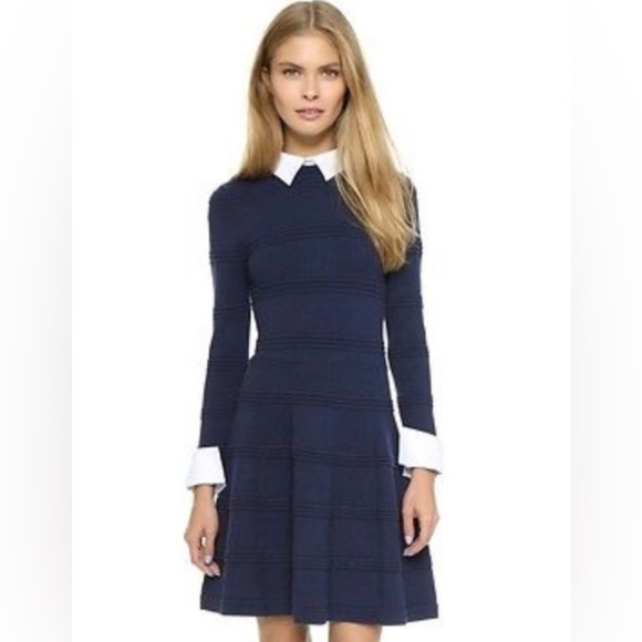 Alice + Olivia Dresses & Skirts - 🚫SOLD🚫BNWT Alice + Olivia Textured-Stripe Dress w/Collar and Cuffs, Size XS